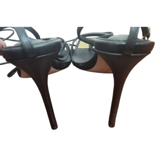 Schutz Vikki Lo Black Strappy Ankle Open Toe Stiletto Heel Sandals US 10 B - Picture 9 of 16